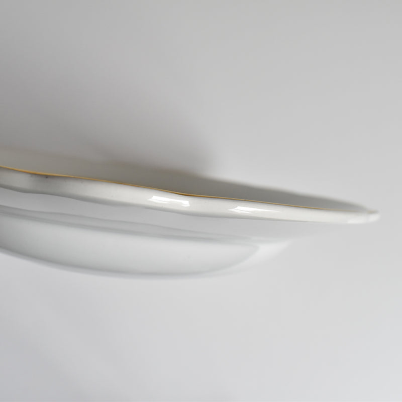 Vintage Deep Plate, Digoin & Sarreguemines, White & Gold H