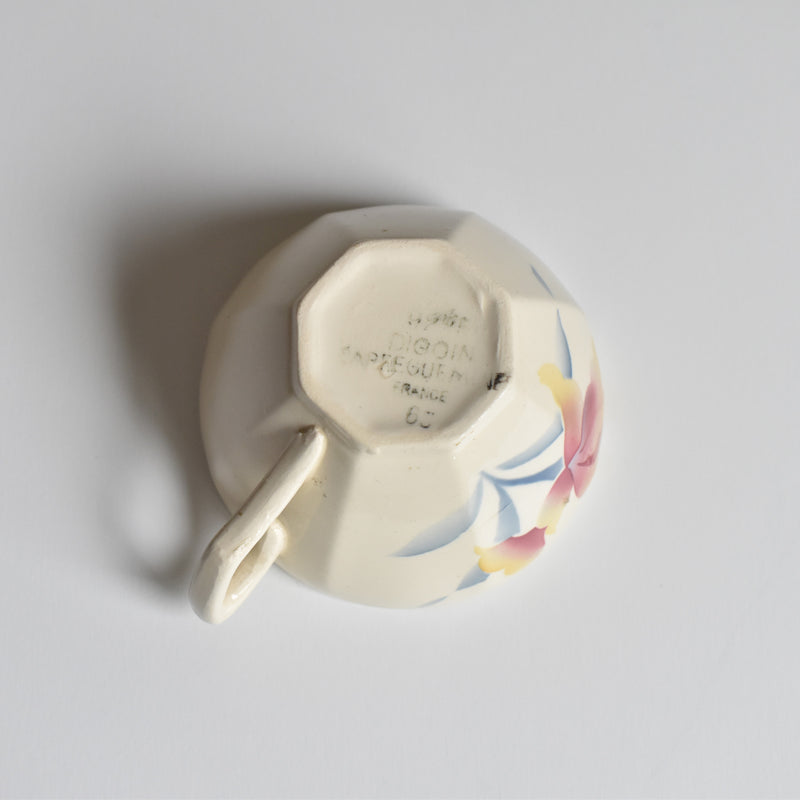Vintage Coffee Cup and Saucer, Digoin & Sarreguemines Iris 9225 E