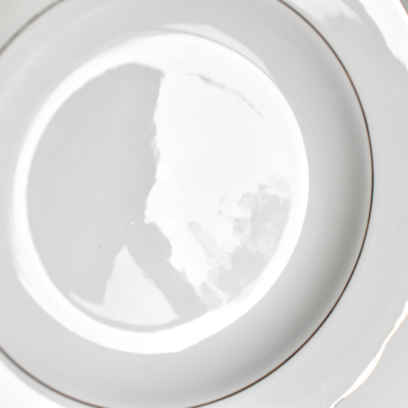 Vintage Deep Plate, Digoin & Sarreguemines, White & Gold H