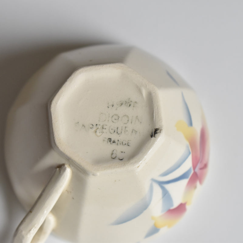 Vintage Coffee Cup and Saucer, Digoin & Sarreguemines Iris 9225 E