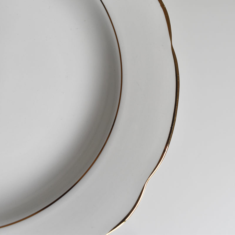 Vintage Deep Plate, Digoin & Sarreguemines, White & Gold H