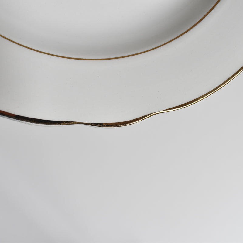 Vintage Deep Plate, Digoin & Sarreguemines, White & Gold H