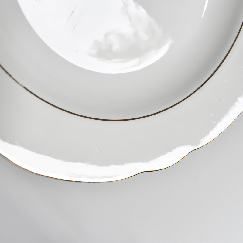 Vintage Deep Plate, Digoin & Sarreguemines, White & Gold H