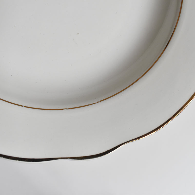 Vintage Deep Plate, Digoin & Sarreguemines, White & Gold H