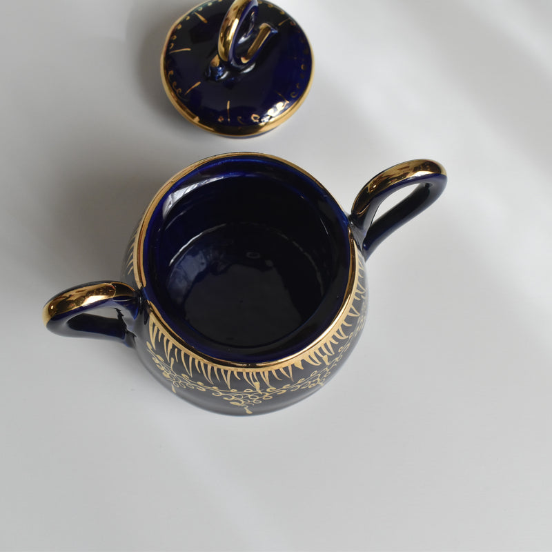 ヴィンテージシュガーポット ア.ドラサンヴァル ダークブルー