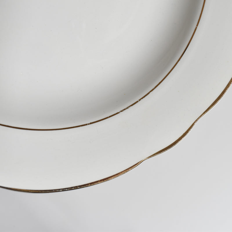 Vintage Deep Plate, Digoin & Sarreguemines, White & Gold H