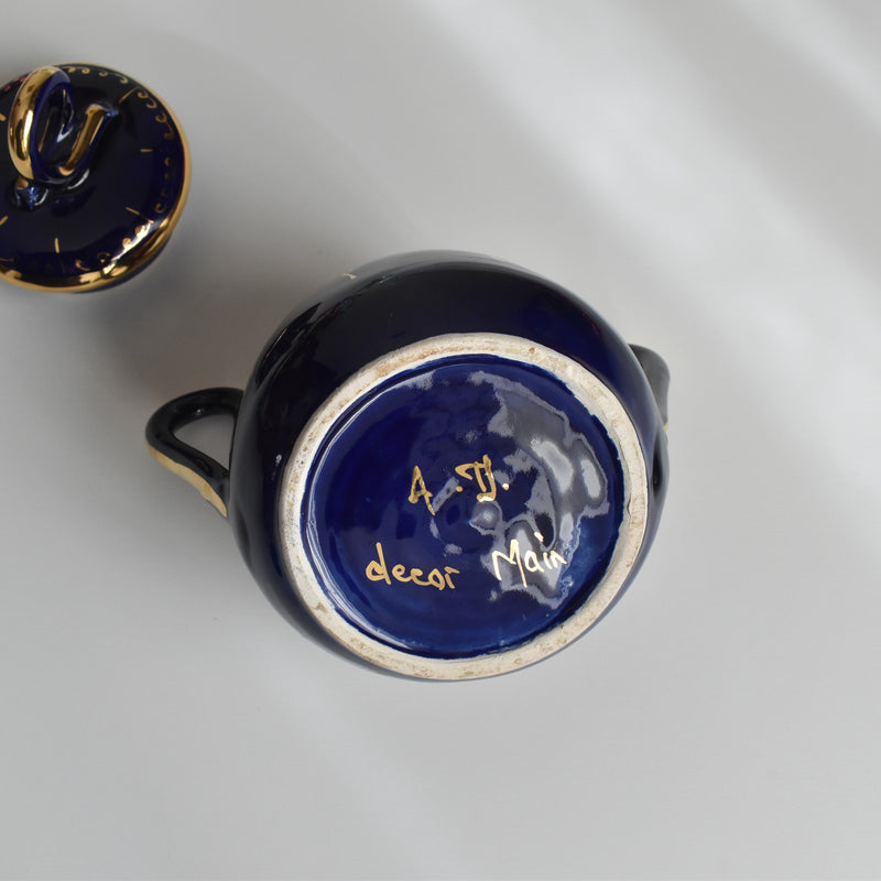 ヴィンテージシュガーポット ア.ドラサンヴァル ダークブルー