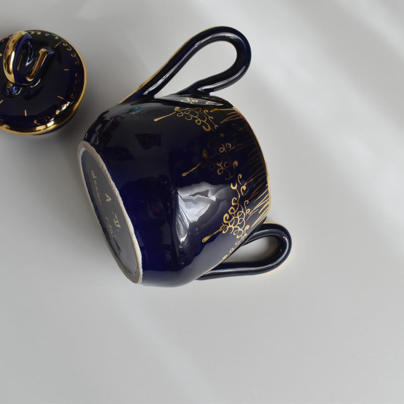 ヴィンテージシュガーポット ア.ドラサンヴァル ダークブルー