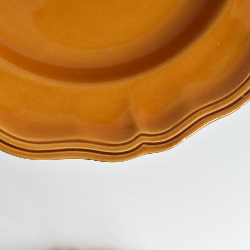 Vintage Deep Plate, Flower Rim, Brown A