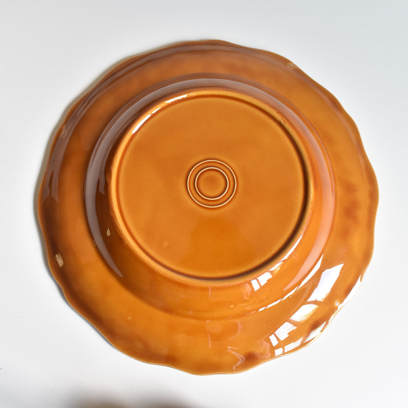 Vintage Deep Plate, Flower Rim, Brown B