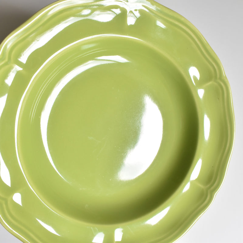 Vintage Dessert Plate, Longchamp, Flower Rim, Green A