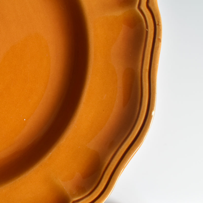 Vintage Deep Plate, Flower Rim, Brown B