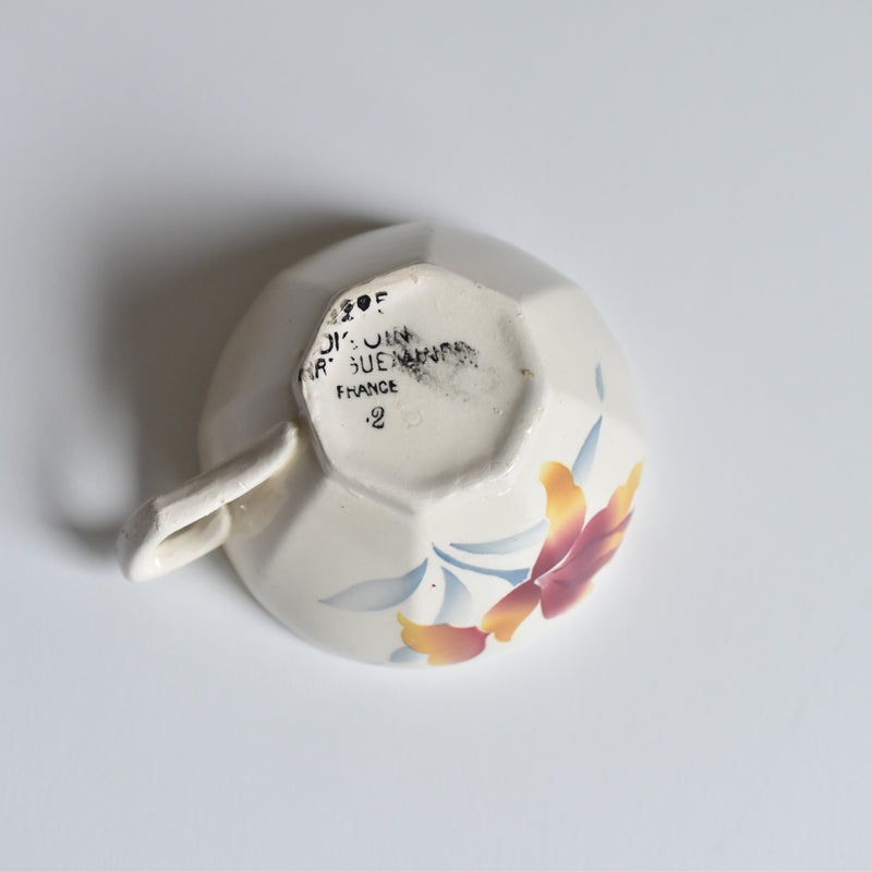 Vintage coffee cup and saucer, Digoin & Sarreguemines Iris 9225 F