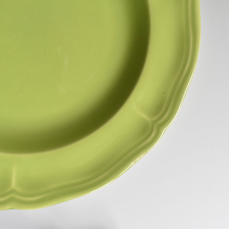 Vintage Dessert Plate, Longchamp, Flower Rim, Green A