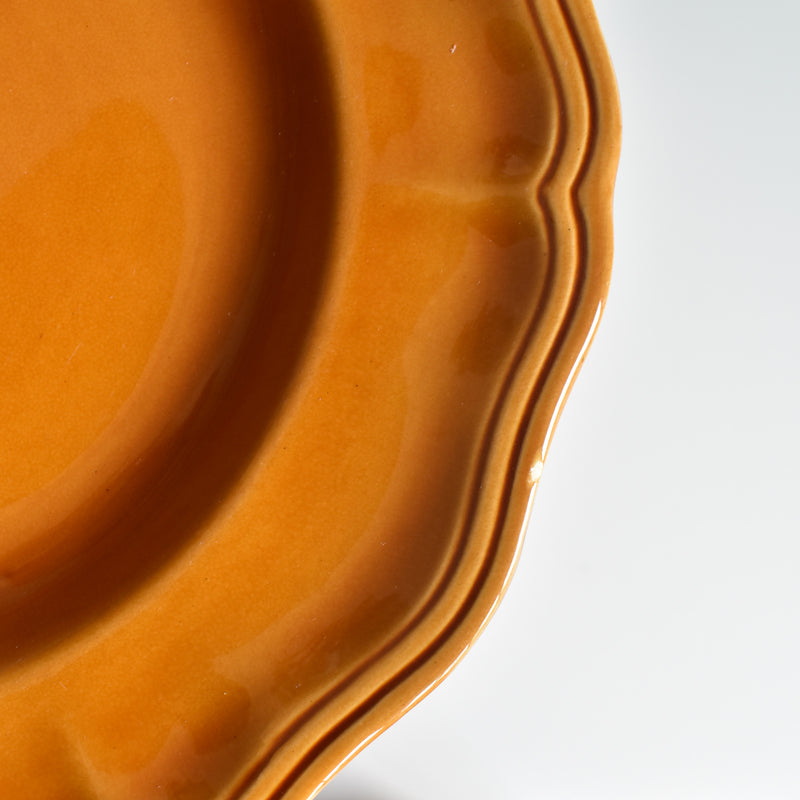 Vintage Deep Plate, Flower Rim, Brown B