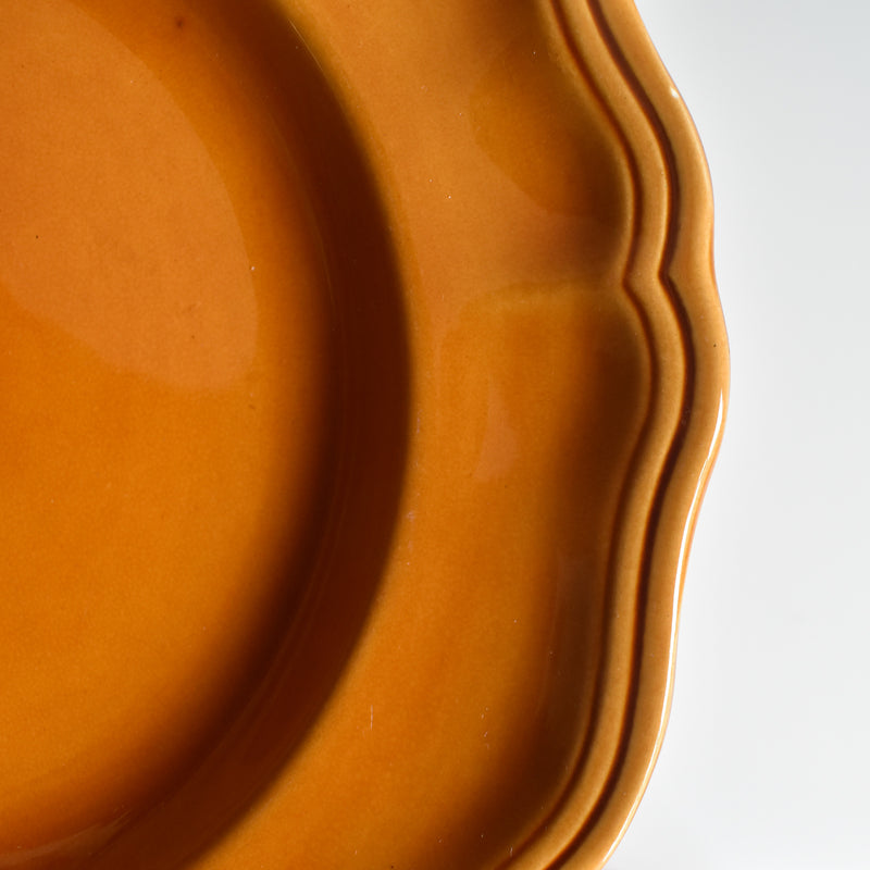 Vintage Deep Plate, Flower Rim, Brown B