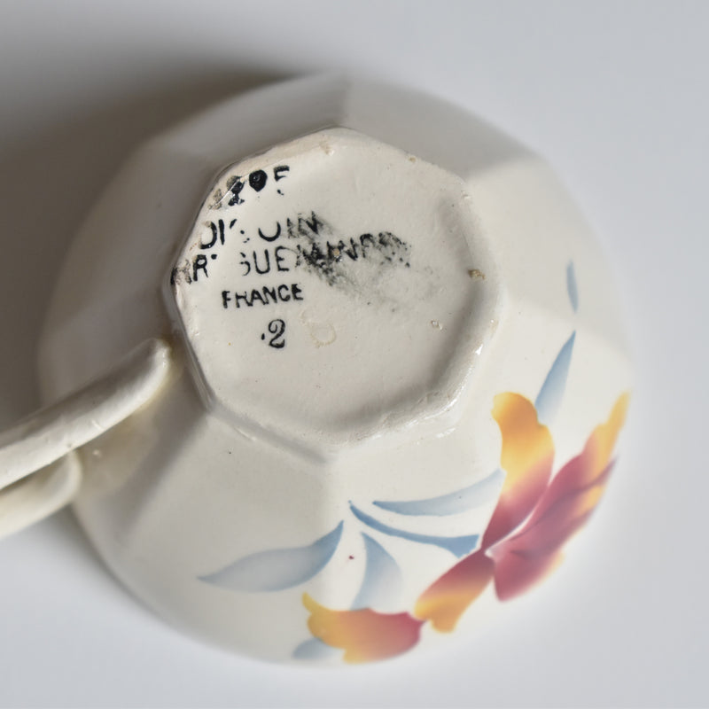 Vintage coffee cup and saucer, Digoin & Sarreguemines Iris 9225 F