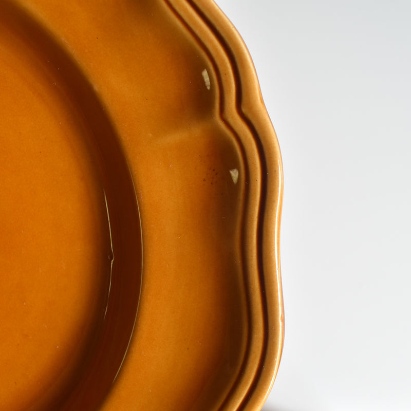 Vintage Deep Plate, Flower Rim, Brown B