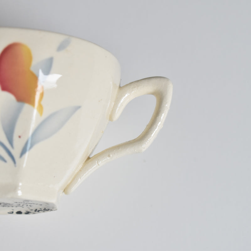 Vintage coffee cup and saucer, Digoin & Sarreguemines Iris 9225 F