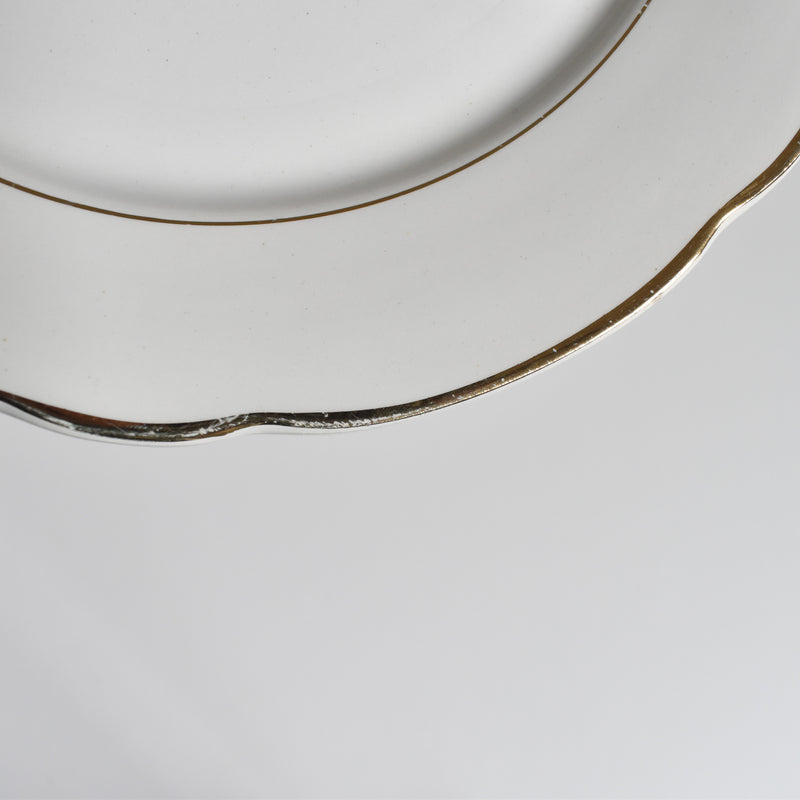 Vintage Plate Digoin & Sarreguemines White & Gold B