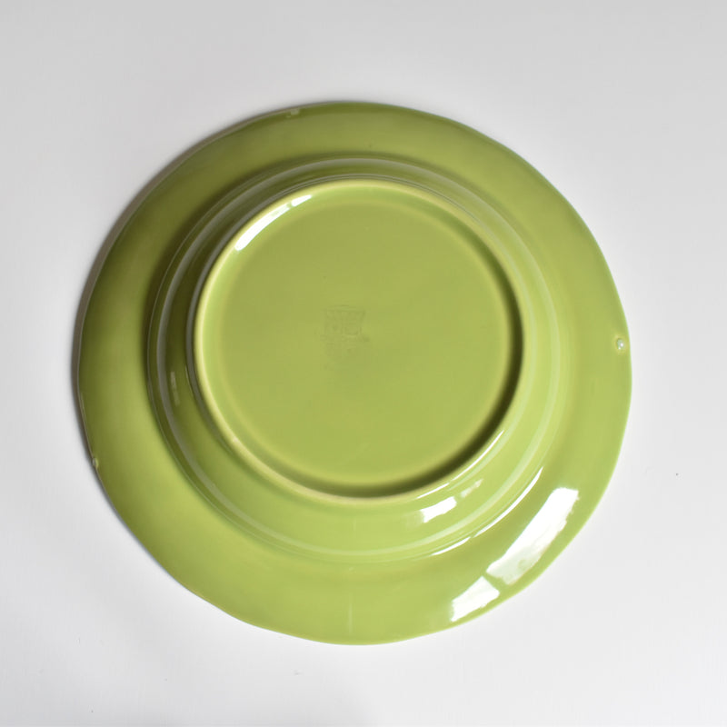Vintage Dessert Plate, Longchamp, Floral Rim, Green B