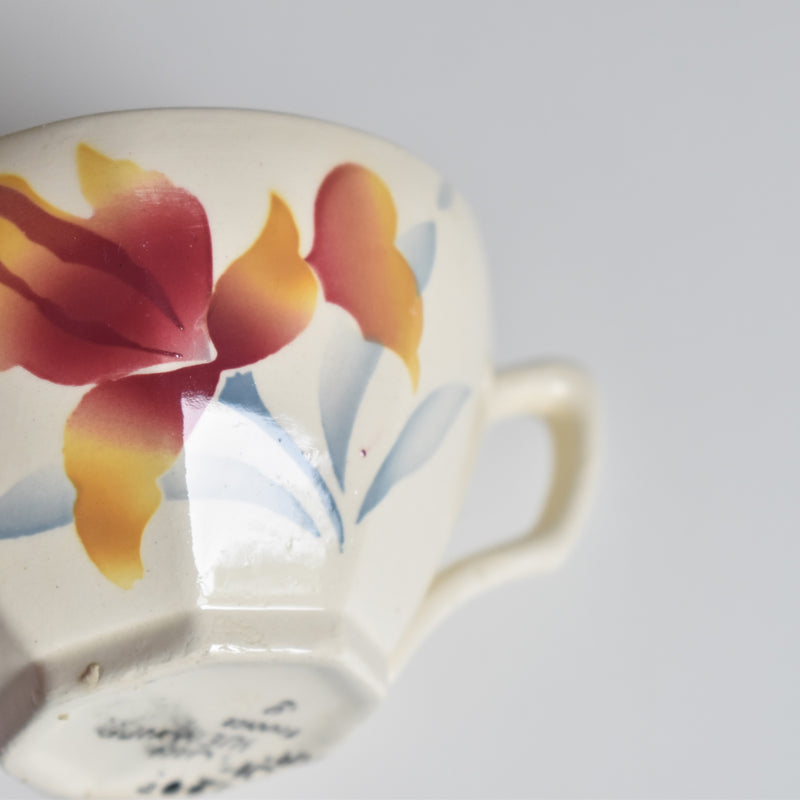 Vintage coffee cup and saucer, Digoin & Sarreguemines Iris 9225 F