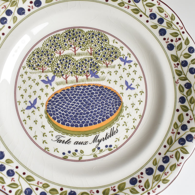 Vintage Dessert Plate Gien Les tartes "Tarte aux Myrtilles"