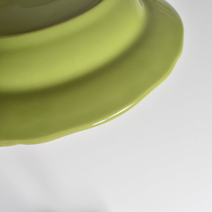 ヴィンテージデザートプレート ロンシャン 花リム グリーン B