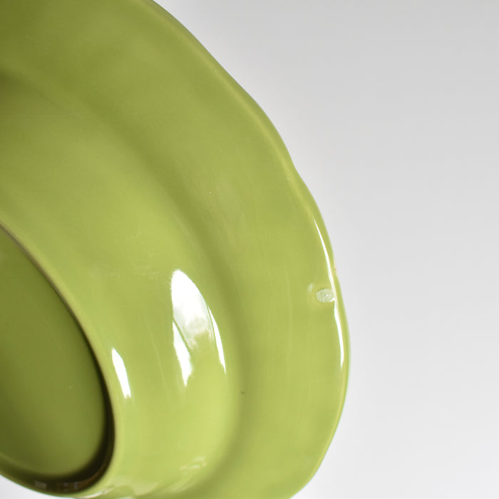 ヴィンテージデザートプレート ロンシャン 花リム グリーン B