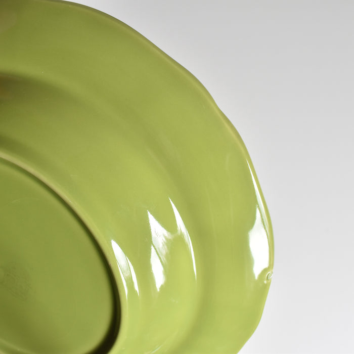 ヴィンテージデザートプレート ロンシャン 花リム グリーン B