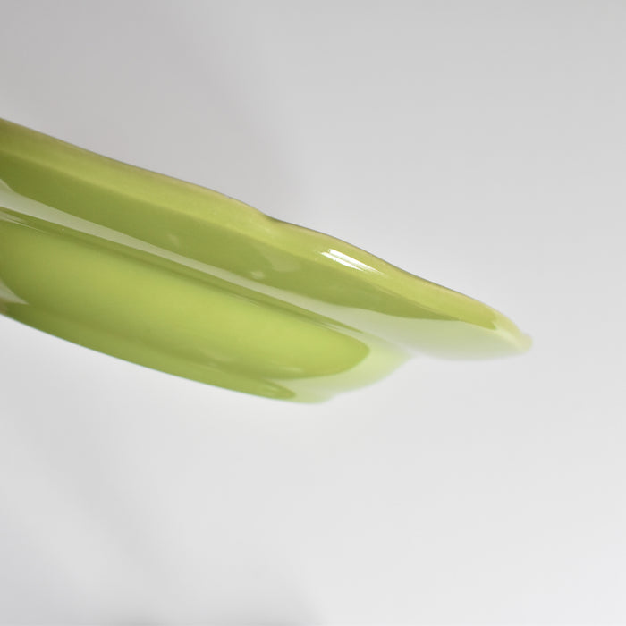 ヴィンテージデザートプレート ロンシャン 花リム グリーン B