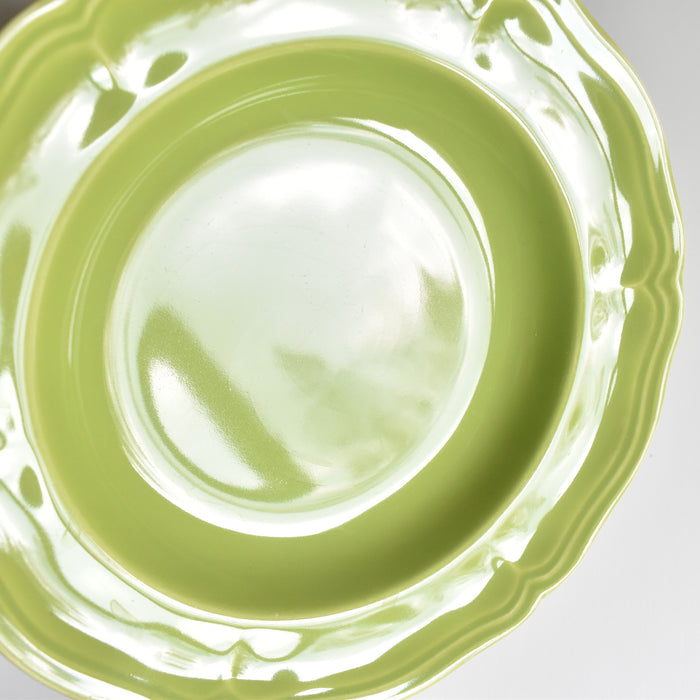 ヴィンテージデザートプレート ロンシャン 花リム グリーン B