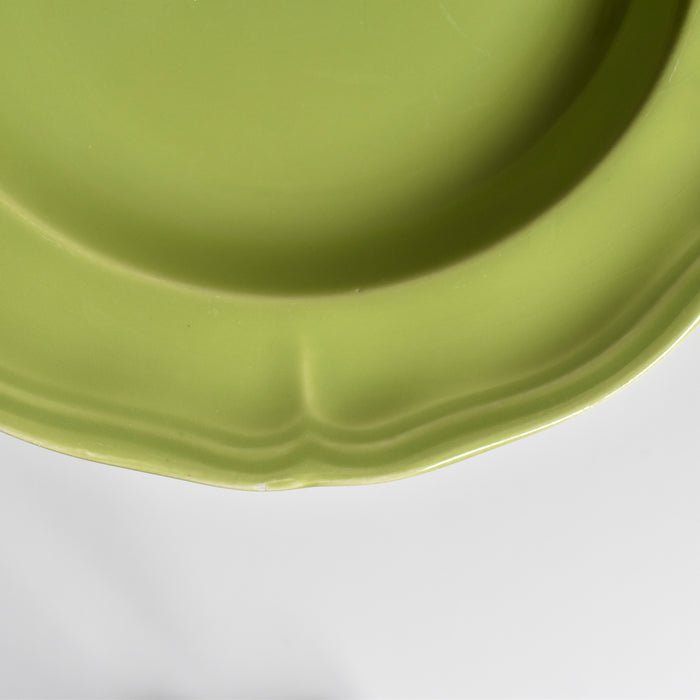 ヴィンテージデザートプレート ロンシャン 花リム グリーン B