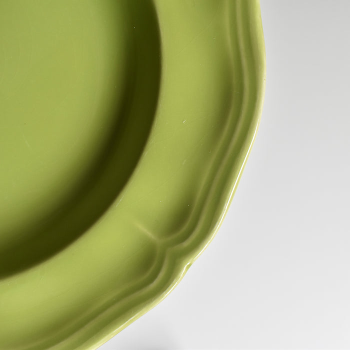 ヴィンテージデザートプレート ロンシャン 花リム グリーン B