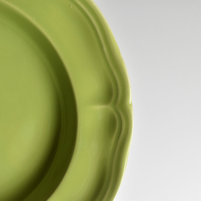 Vintage Dessert Plate, Longchamp, Floral Rim, Green B