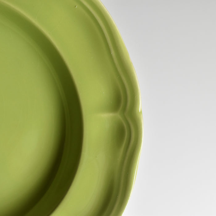 ヴィンテージデザートプレート ロンシャン 花リム グリーン B