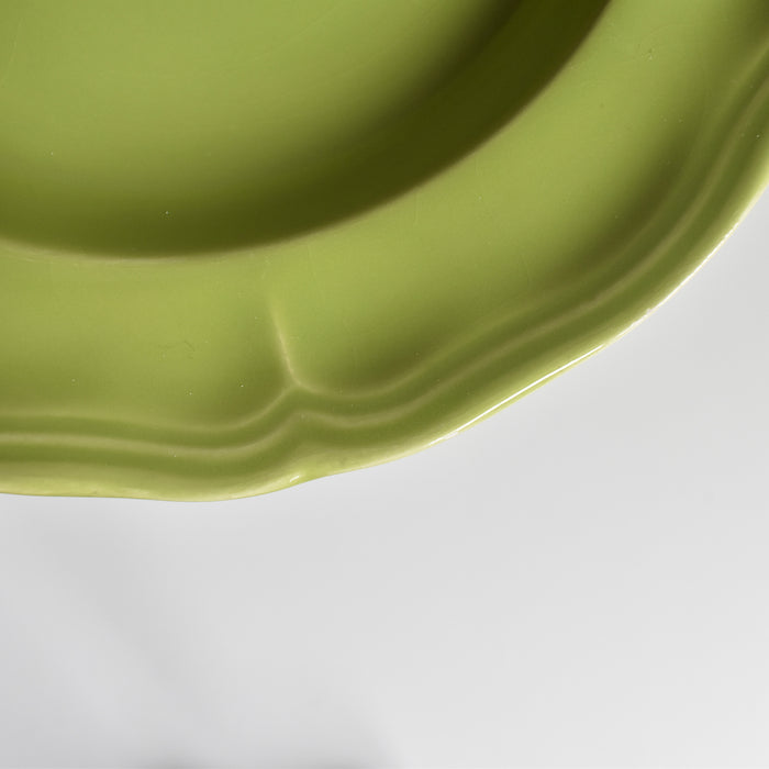 ヴィンテージデザートプレート ロンシャン 花リム グリーン B