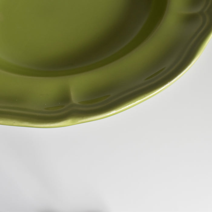 ヴィンテージデザートプレート ロンシャン 花リム グリーン B