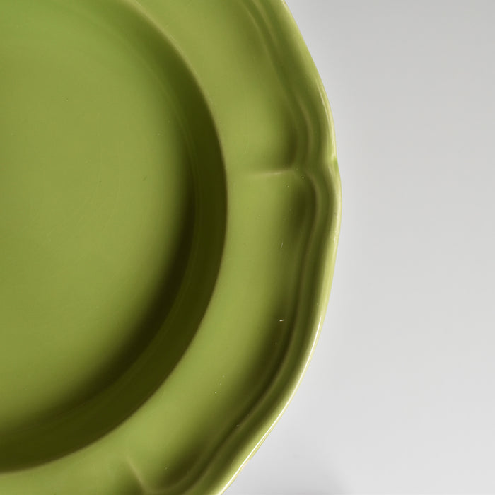 ヴィンテージデザートプレート ロンシャン 花リム グリーン B