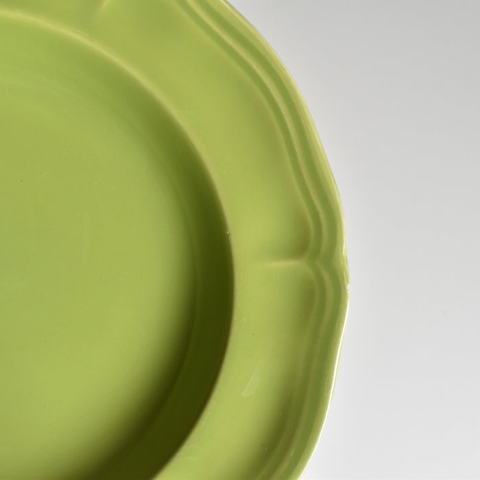 ヴィンテージデザートプレート ロンシャン 花リム グリーン B