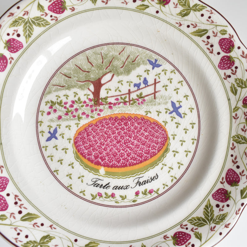 Vintage Dessert Plate, Gien Les tartes "Strawberry Tart"