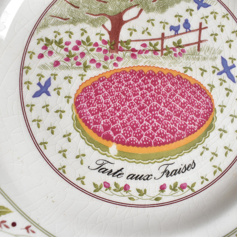 Vintage Dessert Plate, Gien Les tartes "Strawberry Tart"