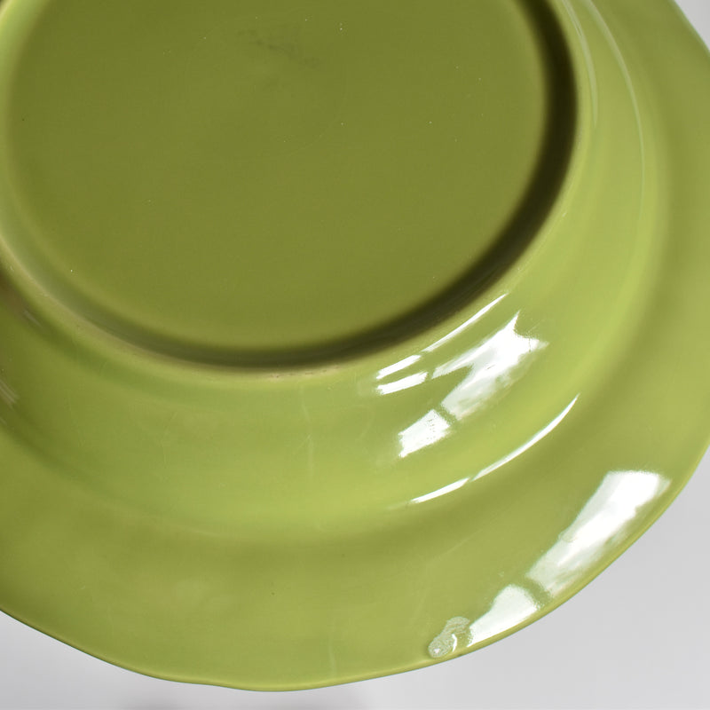 Vintage dessert plate, Longchamp, flower rim, green C