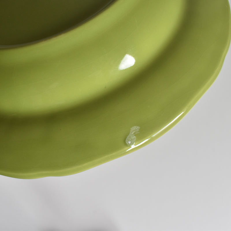 Vintage dessert plate, Longchamp, flower rim, green C