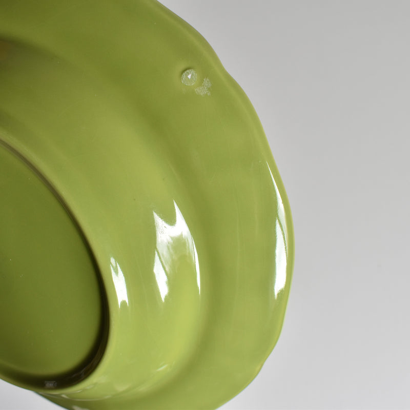 Vintage dessert plate, Longchamp, flower rim, green C