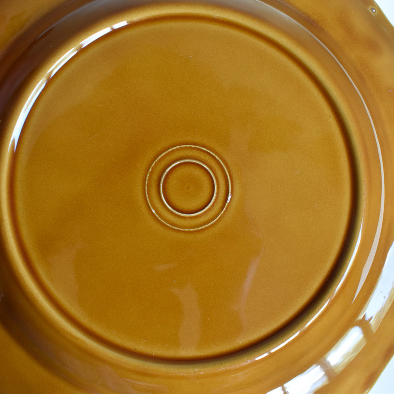 Vintage deep plate, flower rim, brown D