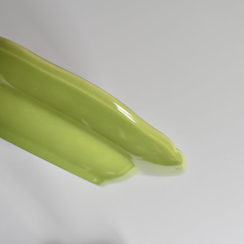 Vintage dessert plate, Longchamp, flower rim, green C