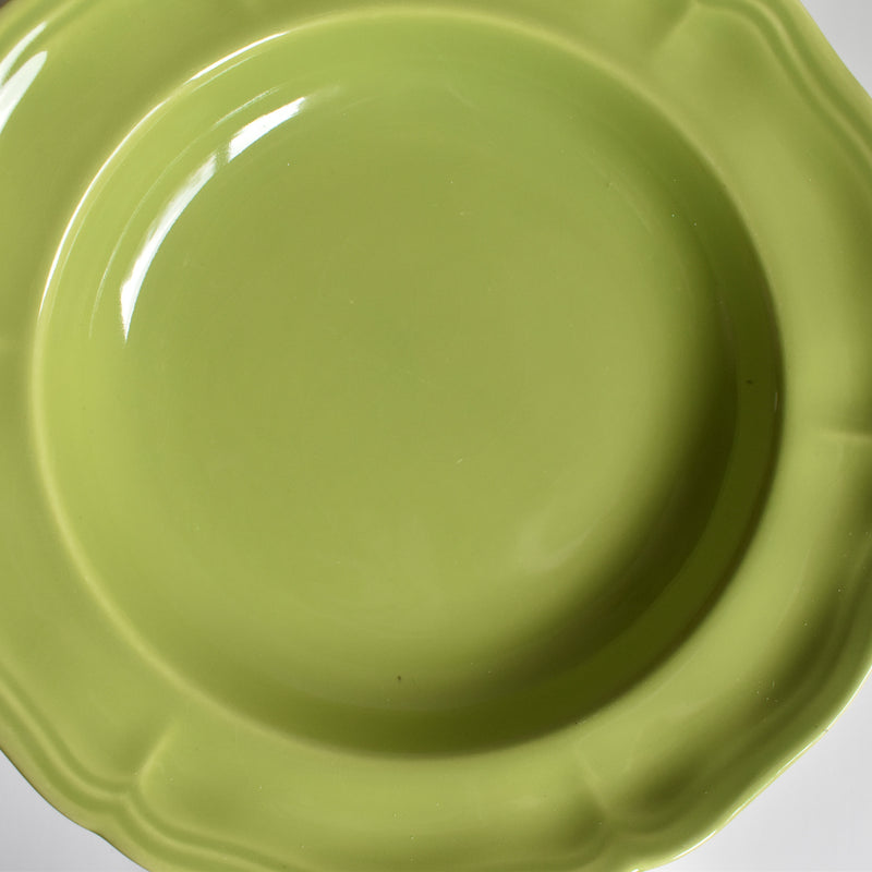 Vintage dessert plate, Longchamp, flower rim, green C