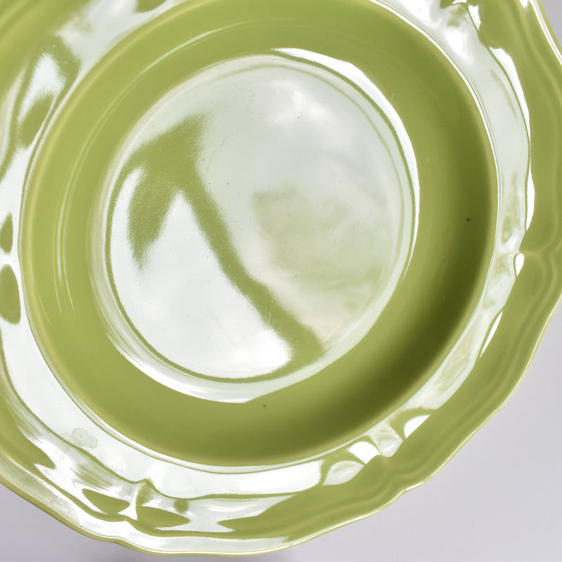 Vintage dessert plate, Longchamp, flower rim, green C