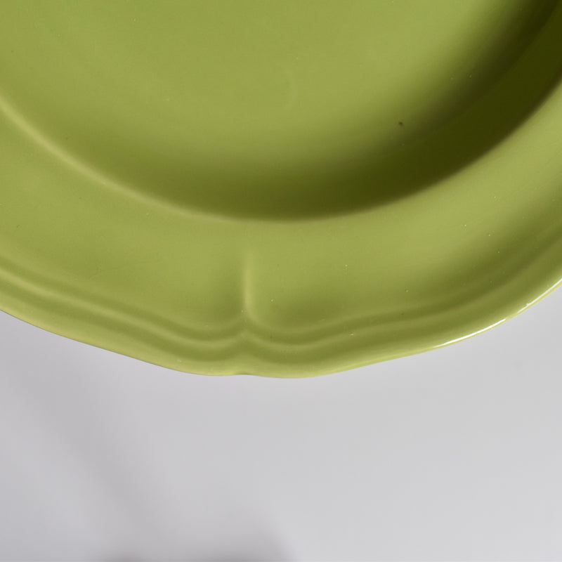 Vintage dessert plate, Longchamp, flower rim, green C